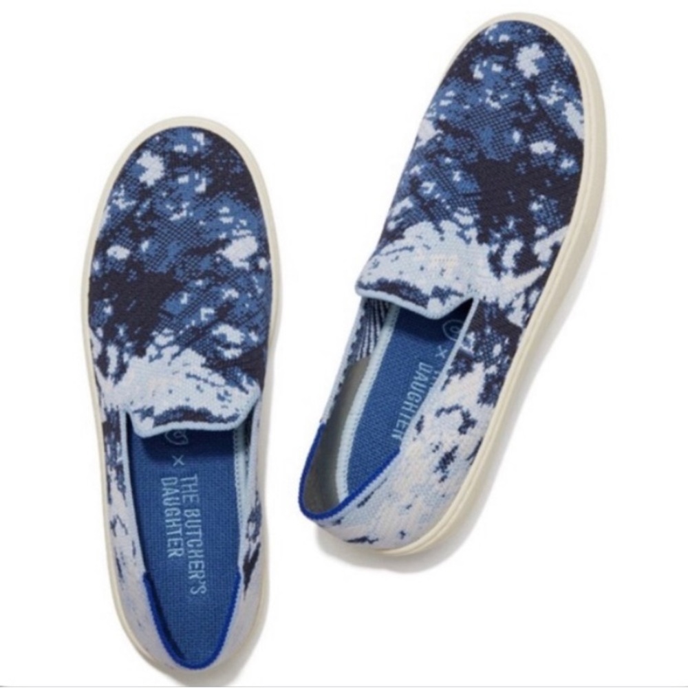 Rothy’s X The Butcher’s Daughter Indigo Shibori Slip On Sneakers